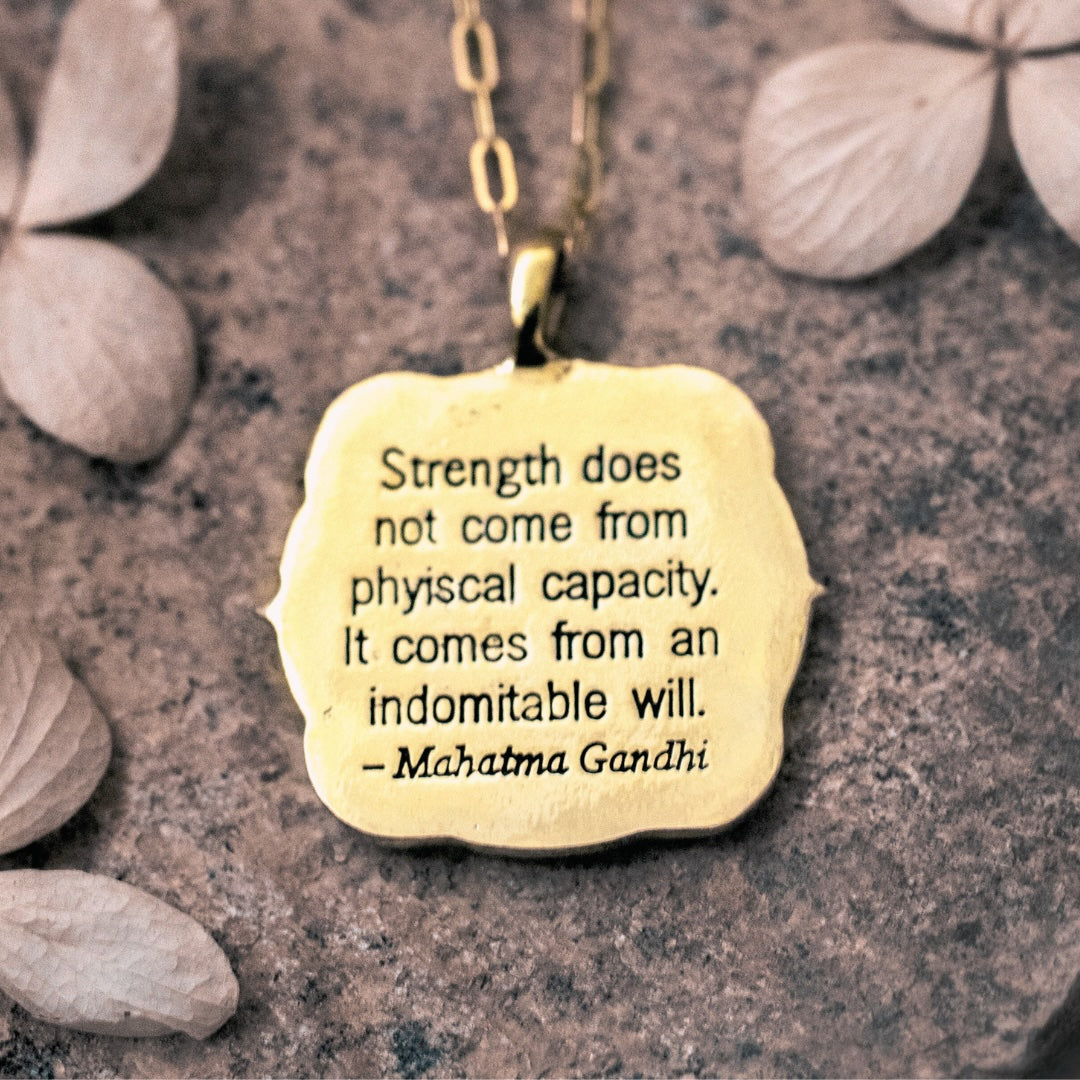 Strength Lg Gold Pendant Necklace