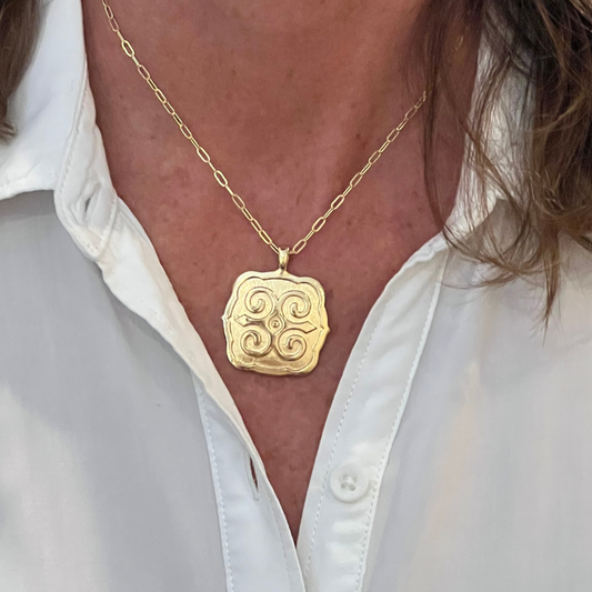 Strength Lg Gold Pendant Necklace